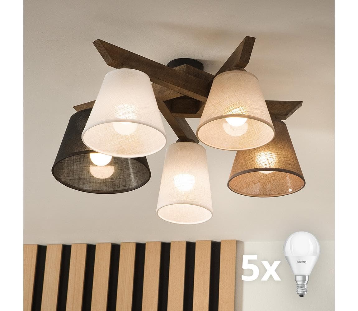 Brilagi - LED Prisadený luster ANTHONY 5xE14/40W/230V dub orech 8590828610878