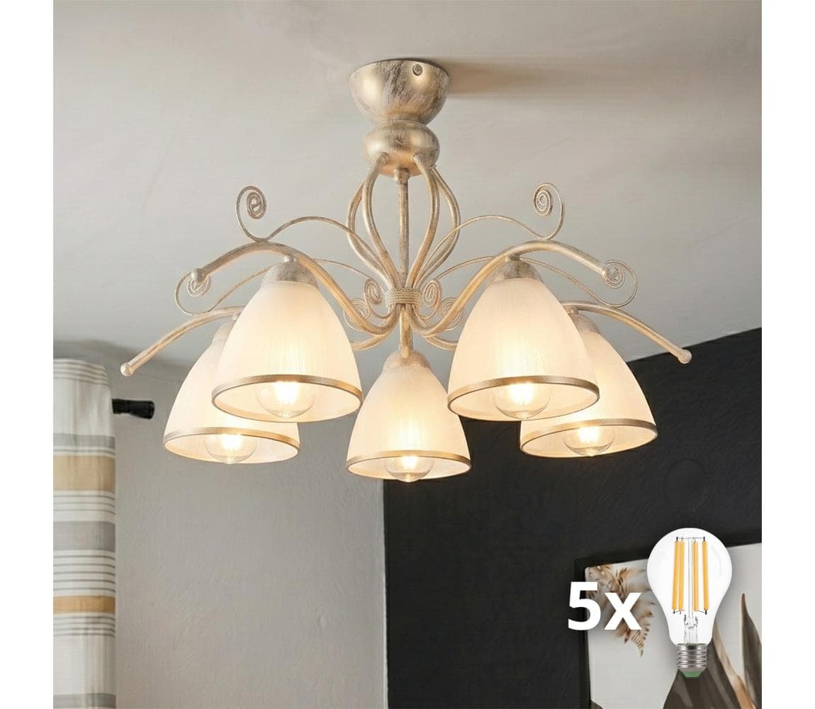 Brilagi - LED prisadený luster ANTICO 5xE27/60W/230V 3000K biela patina 8590828036869
