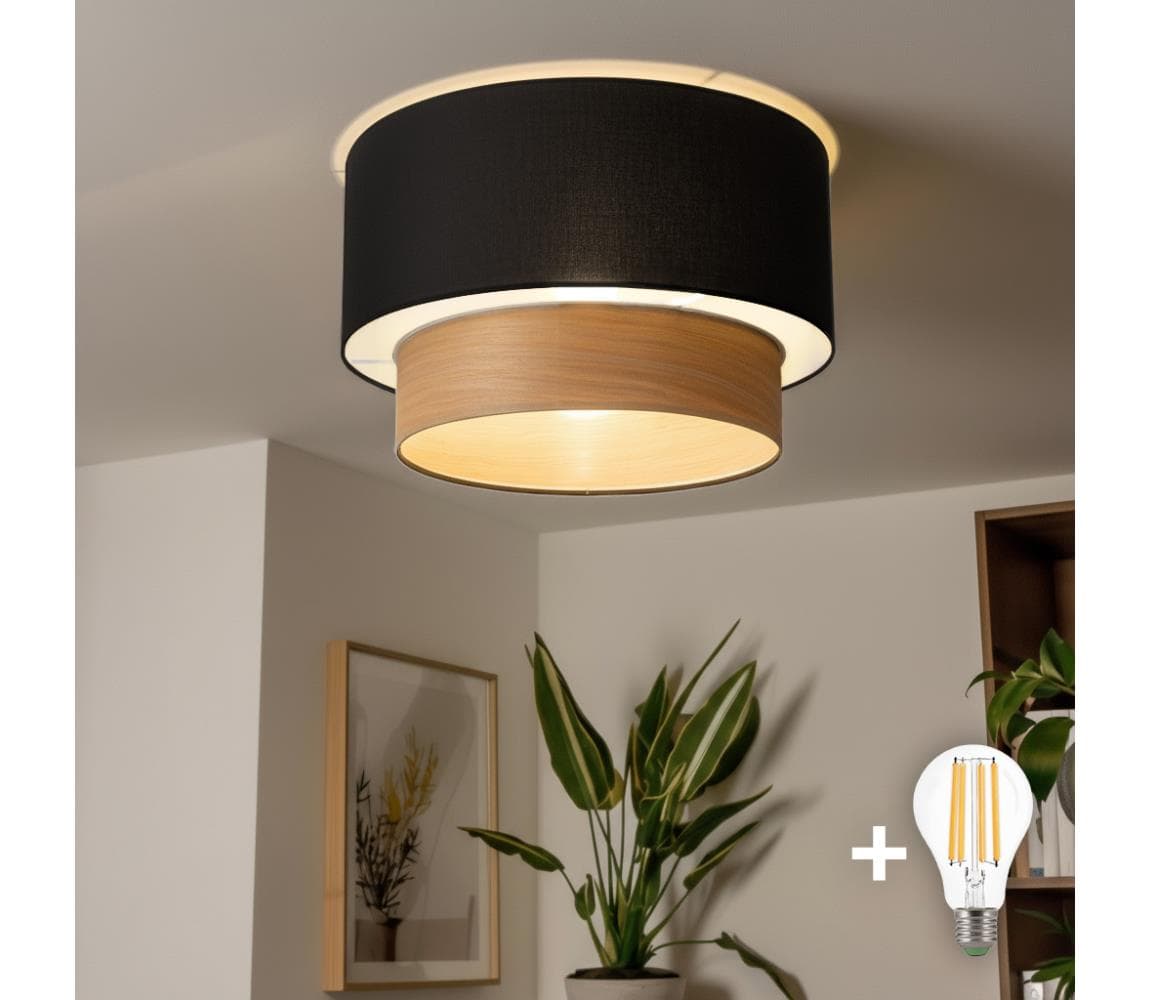 Brilagi - LED Prisadený luster CERIA 1xE27/40W/230V pr. 50 cm čierna/béžová BG3991+EG781091
