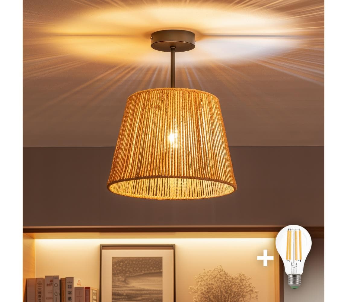 Brilagi - LED prisadený luster CERIA BOHO 1xE27/60W/230V pr. 28 cm čierna/hnedá BG3989+EG781111
