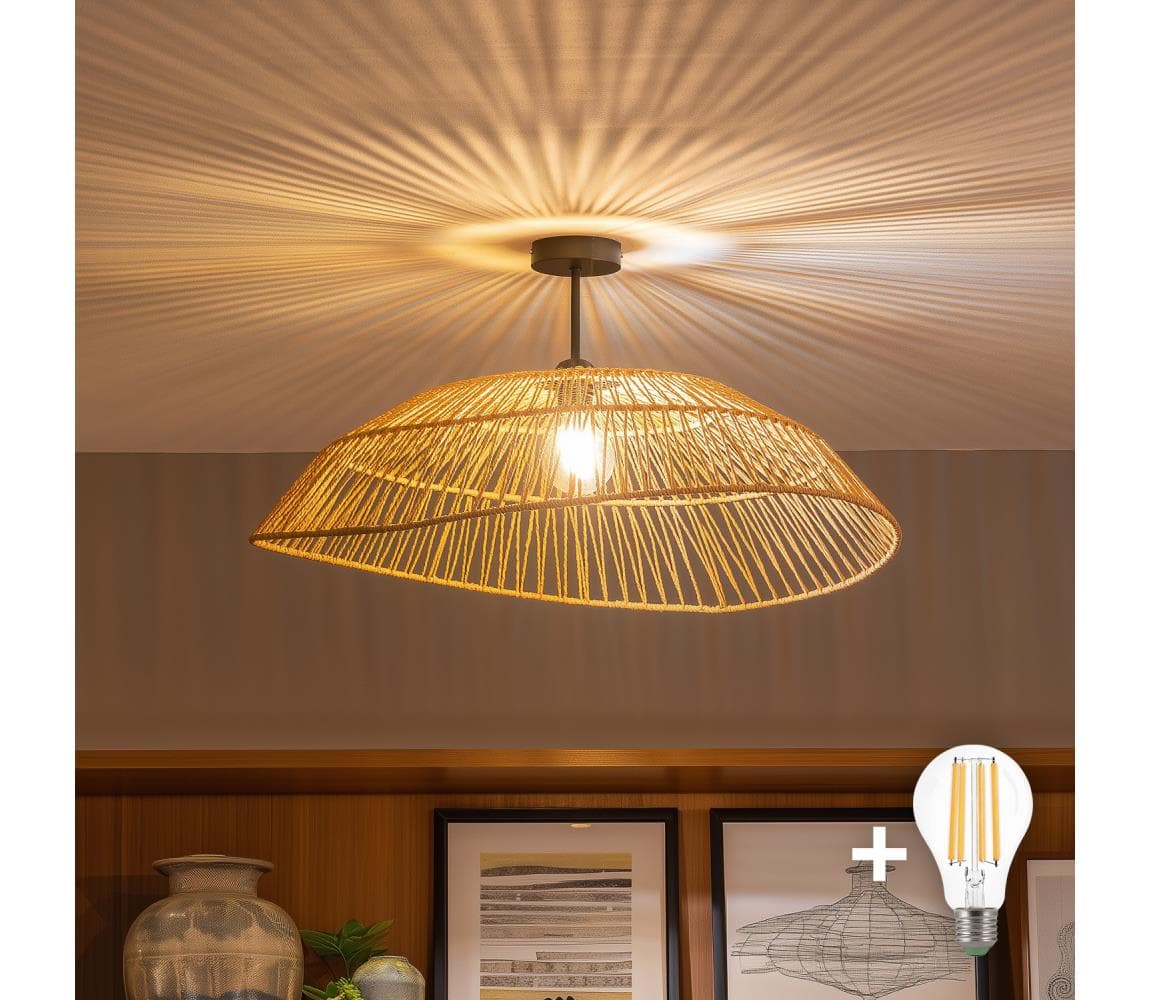 Brilagi - LED prisadený luster CERIA BOHO 1xE27/60W/230V pr. 70 cm čierna/hnedá BG3989+EG781098