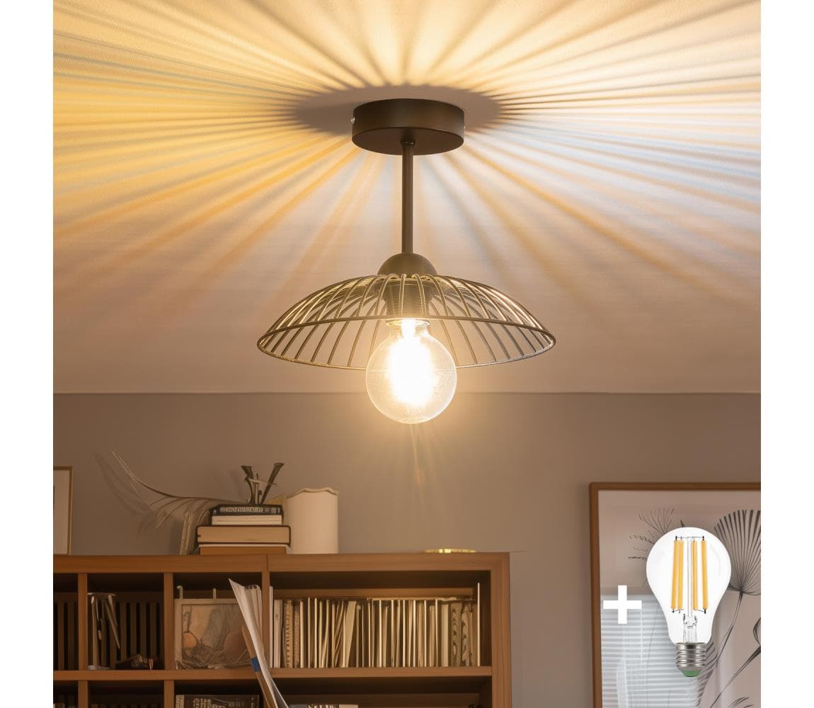 Brilagi - LED Prisadený luster CERIA WIRE 1xE27/60W/230V pr. 26 cm čierna BG3989+EG300158