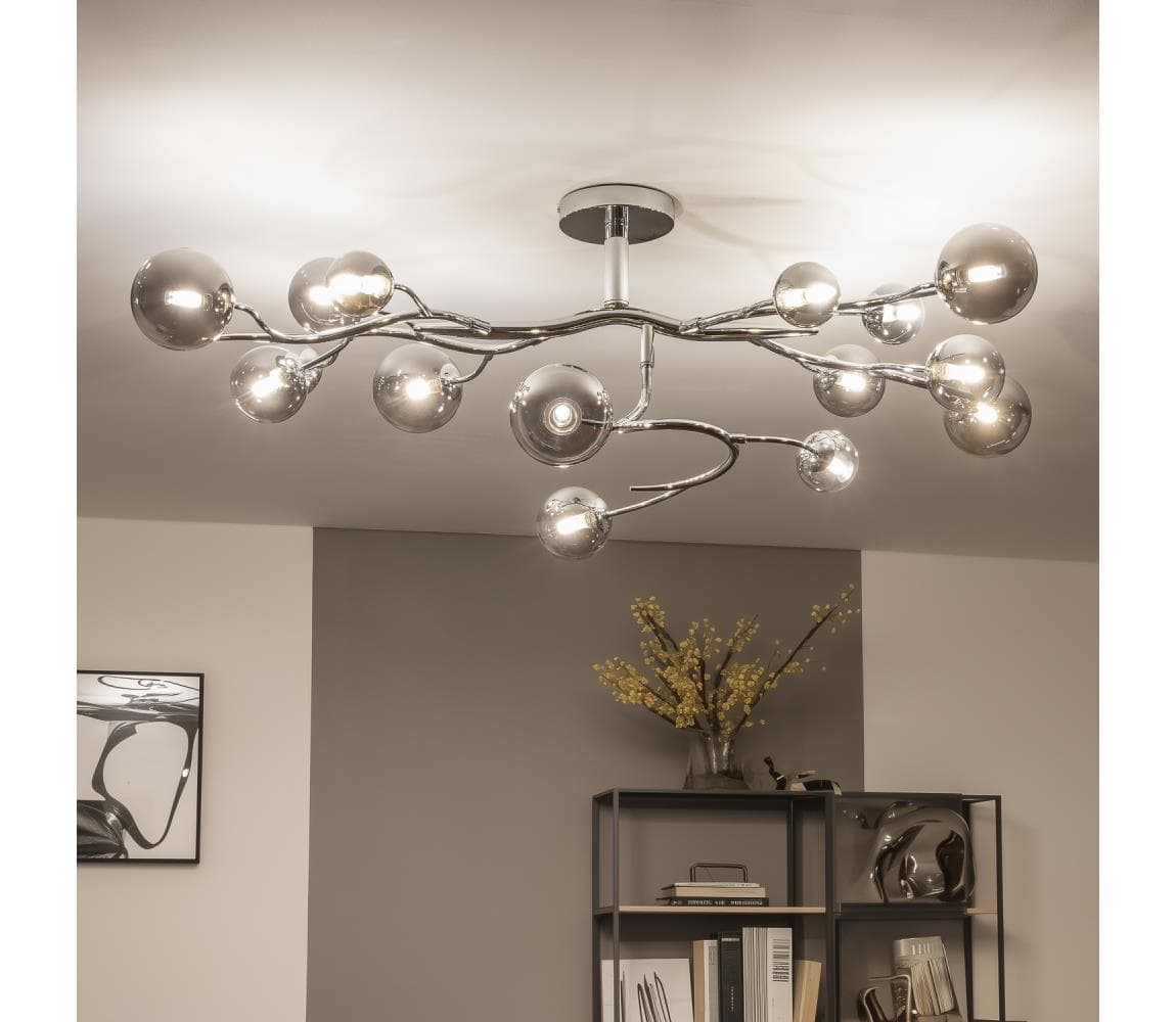 Brilagi - LED prisadený luster MISTEL 15xG9/3W/230V čierny chróm/dymové sklo 3009-15CS