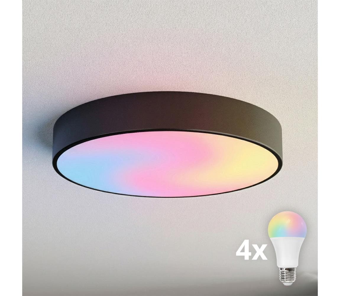 Brilagi - LED RGBW Stmievateľné stropné svietidlo CLARE 4xE27/9W/230V Wi-Fi čierna BG0572+4xAI0819