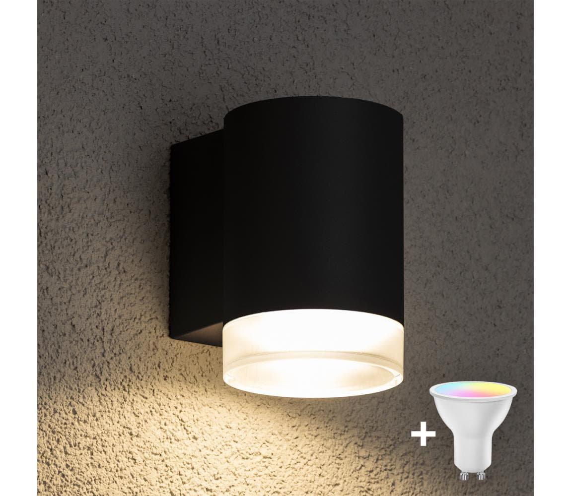 Brilagi - LED RGBW Vonkajšie nástenné svietidlo MATERA 1xGU10/4,8W/230V čierna IP54 BG0689+AI2382