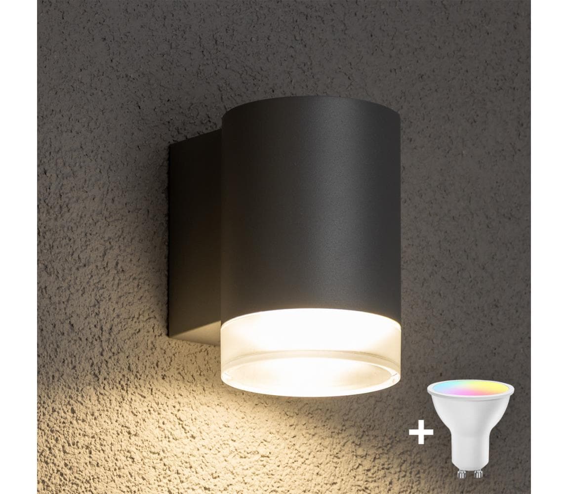 Brilagi - LED RGBW Vonkajšie nástenné svietidlo MATERA 1xGU10/4,8W/230V sivá IP54 BG0978+AI2382