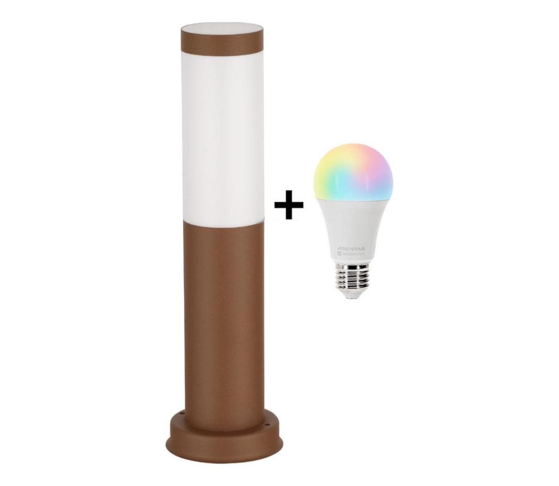 Brilagi - LED RGBW vonkajšie svietidlo 1xE27/9W/230V 40 cm IP44 hnedé BG3935+AI0819