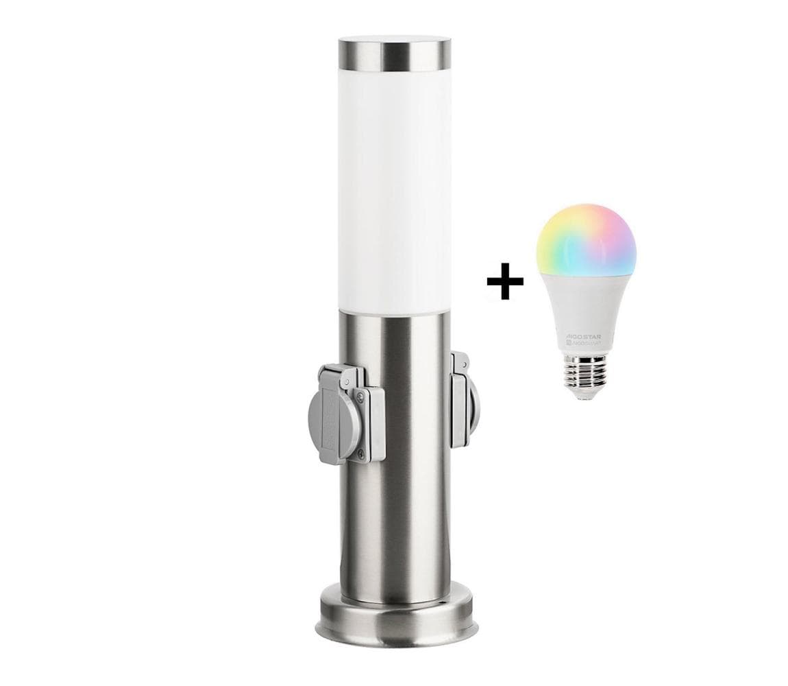 Brilagi-LED RGBW vonkajšie svietidlo so 2 päticami 1xE27/9W/230V 40 cm IP44 matný chróm BG3941+AI0819