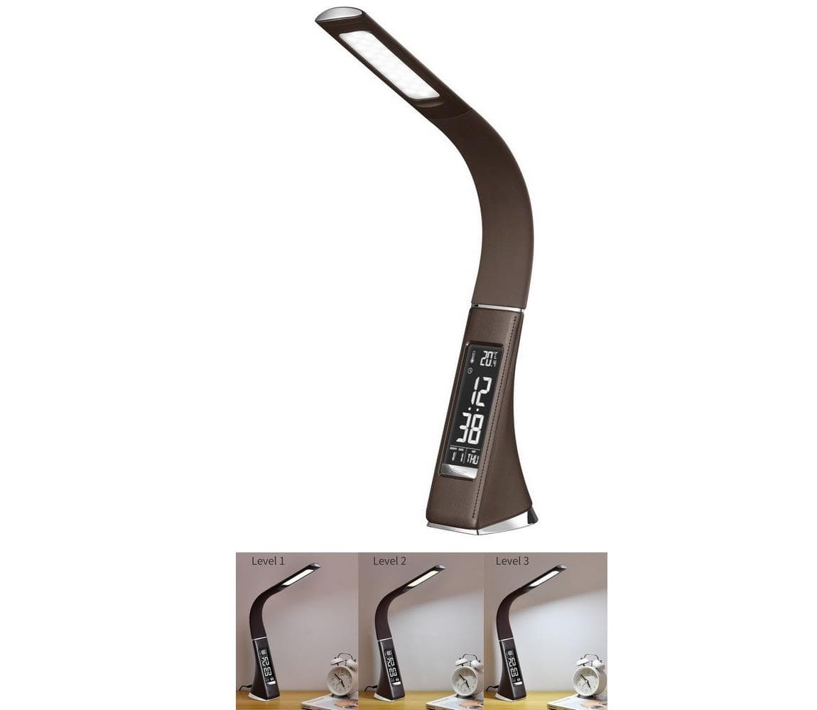 Brilagi - LED Stmievateľná stolná lampa s displejom PELLE LED/7W/230V hnedá BRI8948