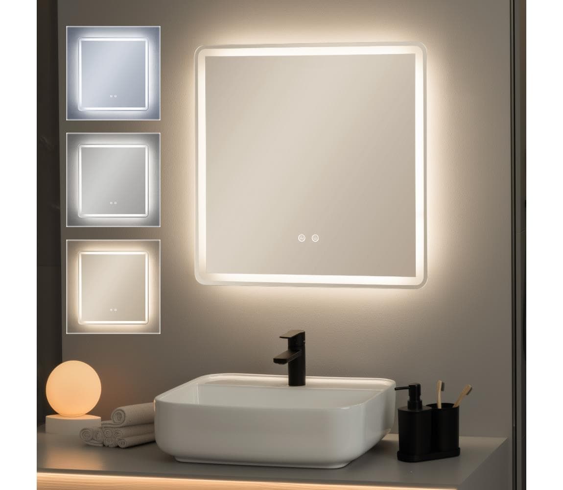 Brilagi - LED stmievateľné kúpeľňové vyhrievané zrkadlo s podsvietením BELLA LED/16W/230V 60x60 cm IP44 FG-GM1106-B-16W