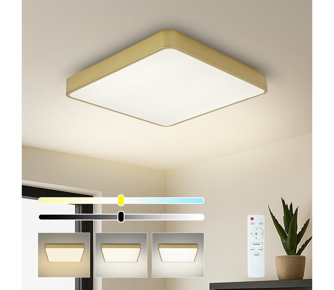 Brilagi-LED stmievateľné stropné svietidlo POOL LED/36W/230V 3000-6000K 40x40 cm zlaté + diaľkové ovládanie BRI661