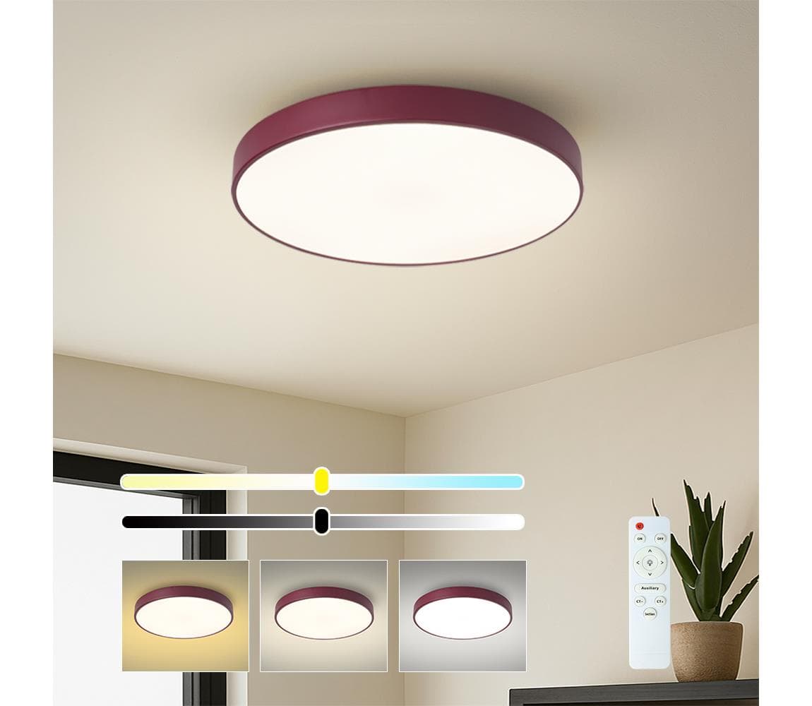 Brilagi-LED stmievateľné stropné svietidlo POOL LED/48W/230V 3000-6000K 40 cm bordová+DO BRI693