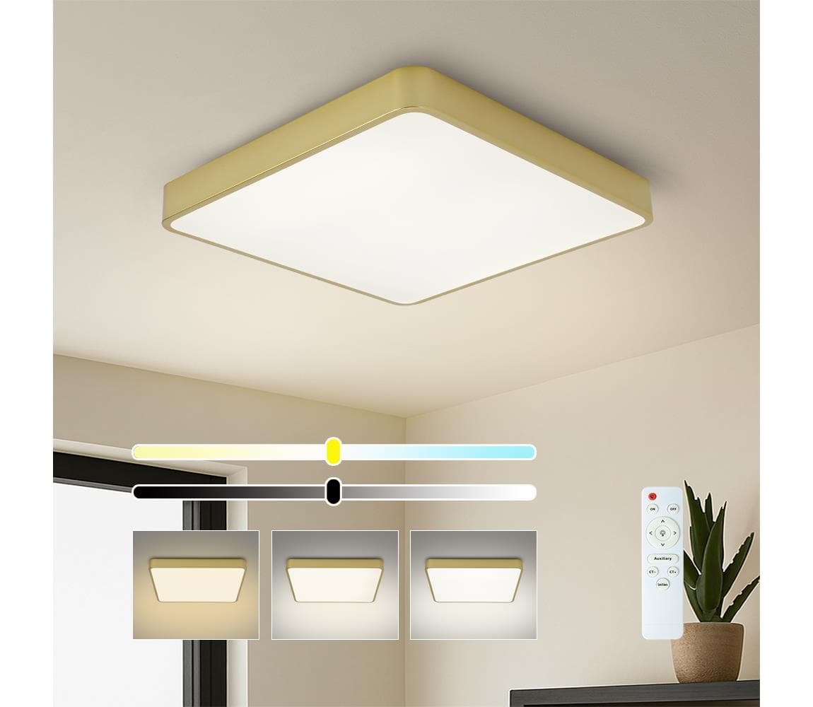 Brilagi-LED stmievateľné stropné svietidlo POOL LED/48W/230V 3000-6000K 50x50 cm zlaté+DO BRI665