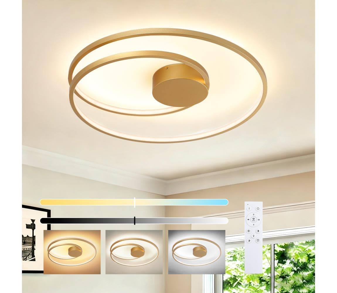 Brilagi- LED stmievateľné stropné svietidlo TWISTER LED/75W/230V pr. 70 cm zlaté + diaľkové ovládanie BRI495