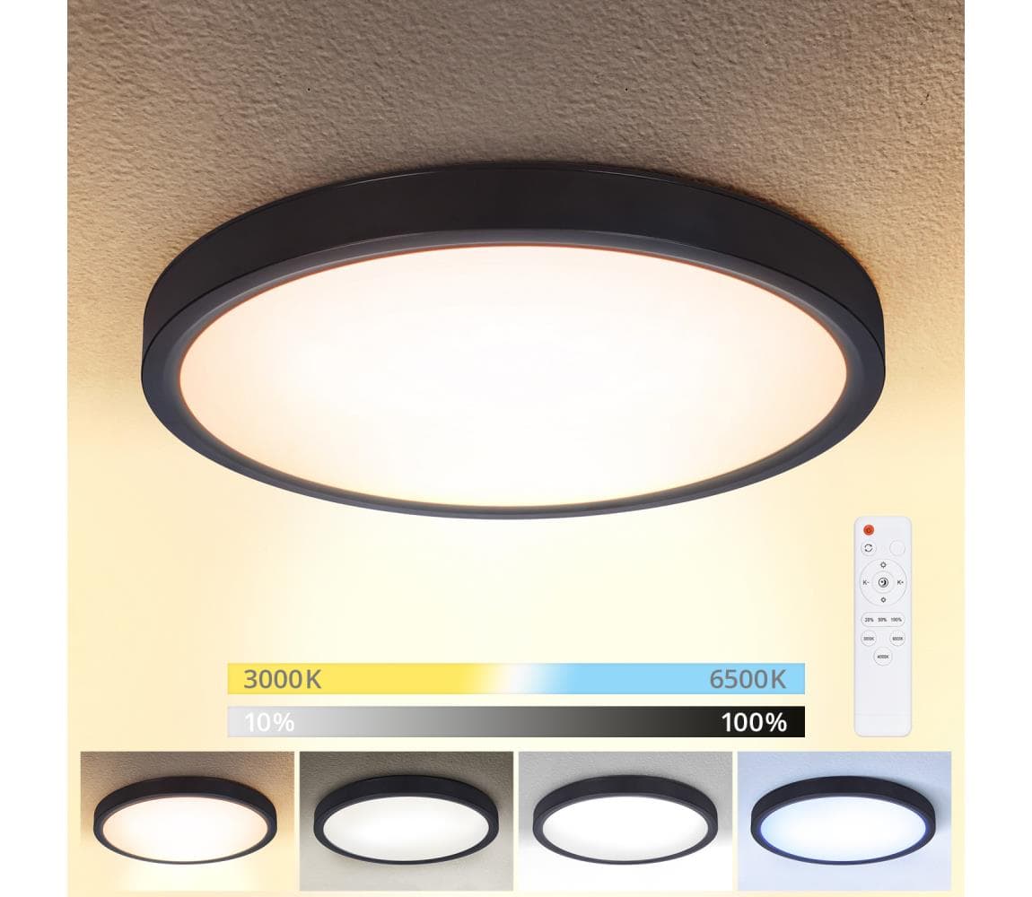 Brilagi-LED Stmievateľné svietidlo ESTELA LED/48W/230V 3000-6500K ø 40 cm čierna+DO WO800-OEM23