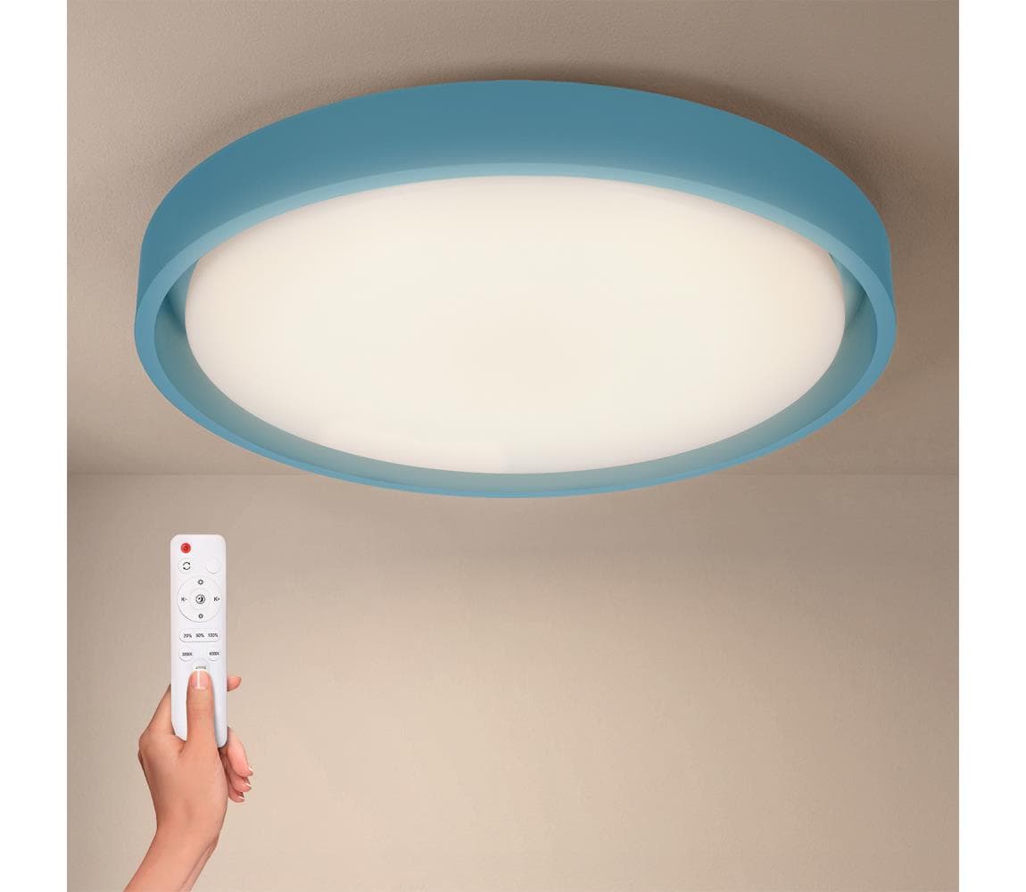 Brilagi-LED Stmievateľné svietidlo MATTEO LED/48W/230V 3000-6500K priemer 41 cm tyrkysové + diaľkové ovládanie WO800-OEM33-40
