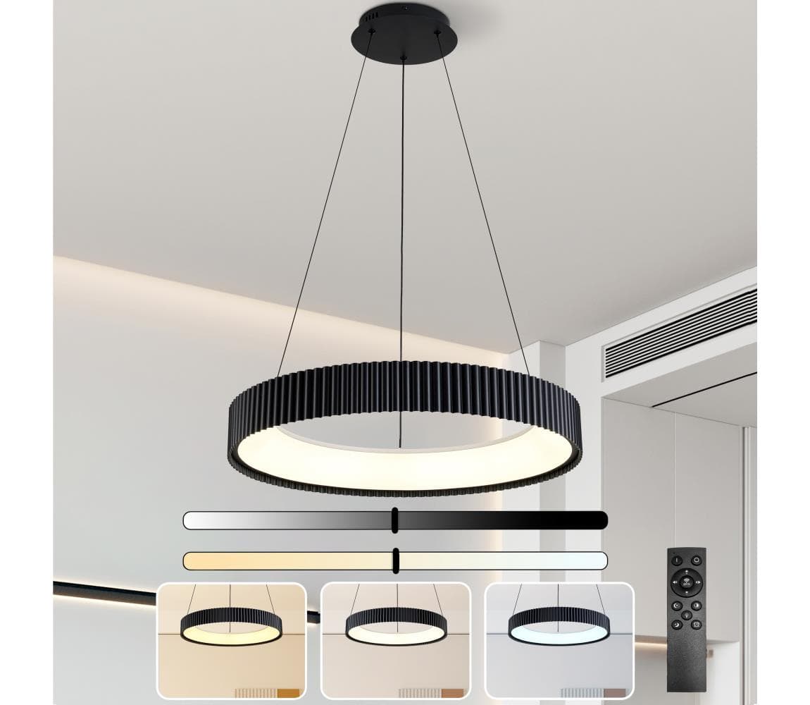 Brilagi - LED stmievateľný luster na lanku FALCON MODERN LED/54W/230V 60 cm čierny + diaľkové ovládanie BRI505