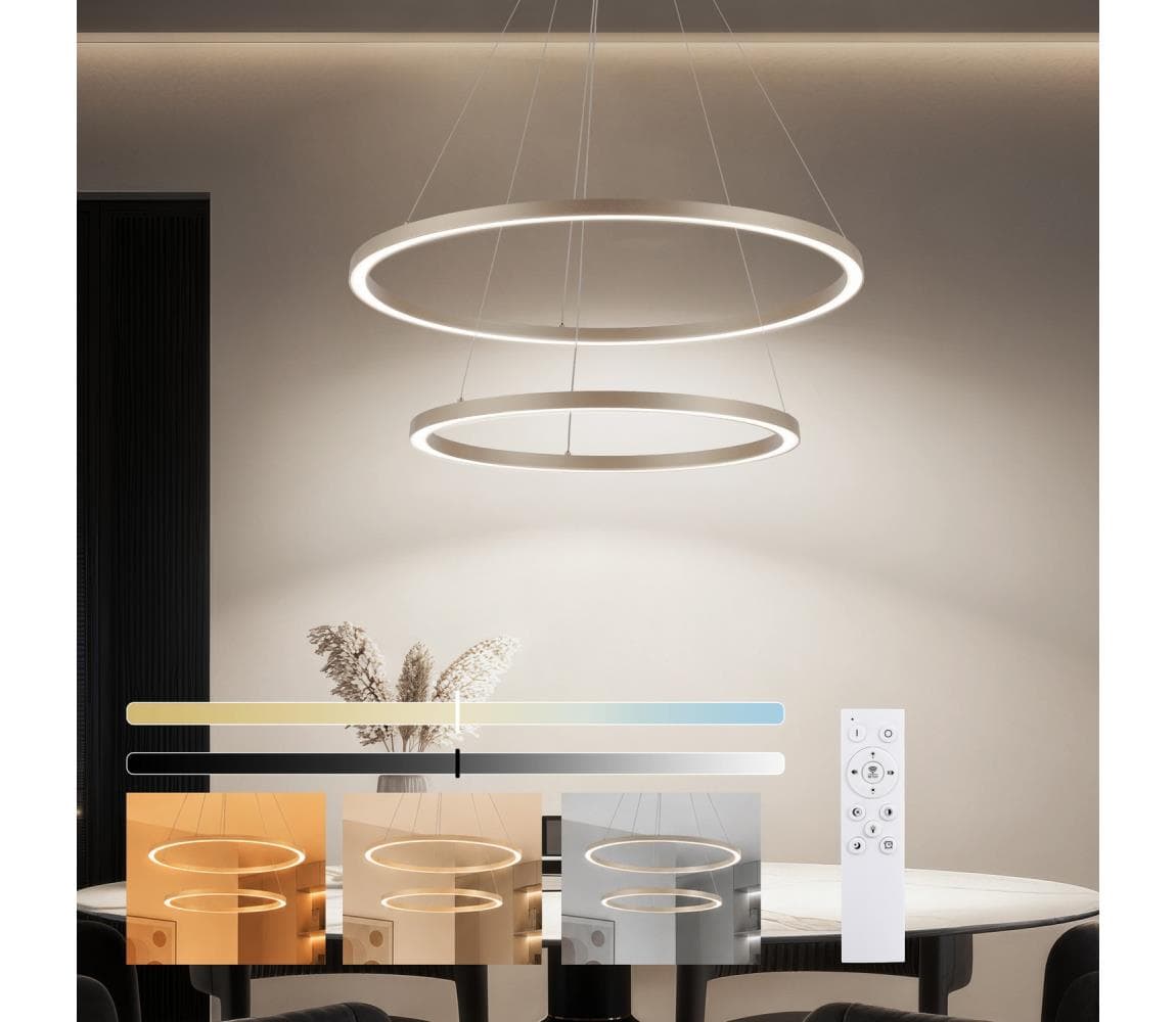 Brilagi - LED stmievateľný luster na lanku PORTOFINO LED/98W/230V pr. 80 cm béžový + DO BRI917