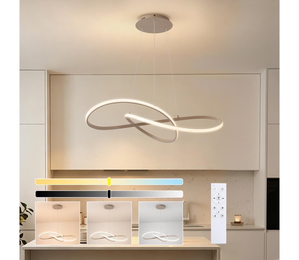 Brilagi - LED stmievateľný závesný luster INFINITY LED/80W/230V 80x80 cm béžový + diaľkové ovládanie BRI910