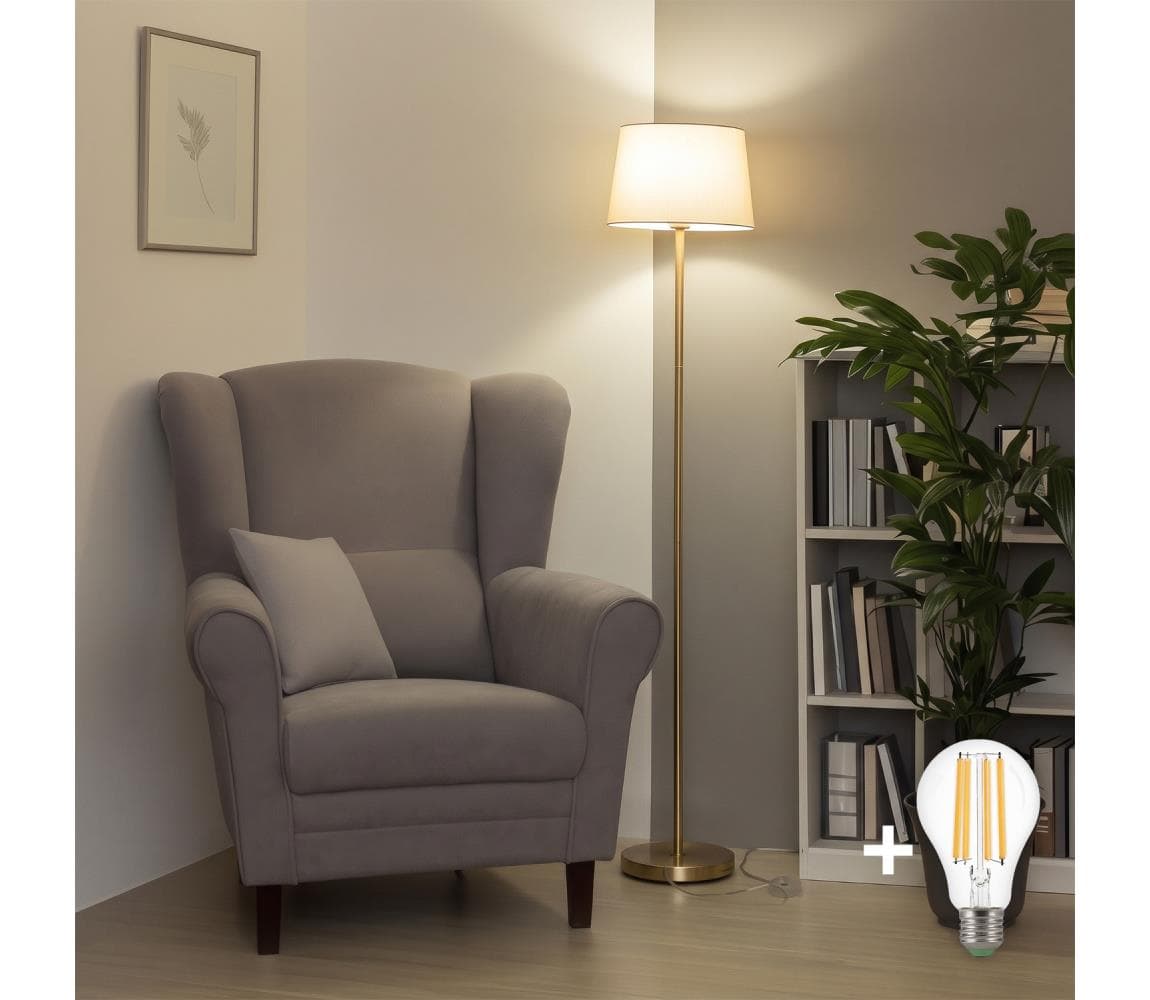 Brilagi - LED stojacia lampa CERIA 1xE27/20W/230V priemer 30 cm béžová/zlatá SA2189+EG781037
