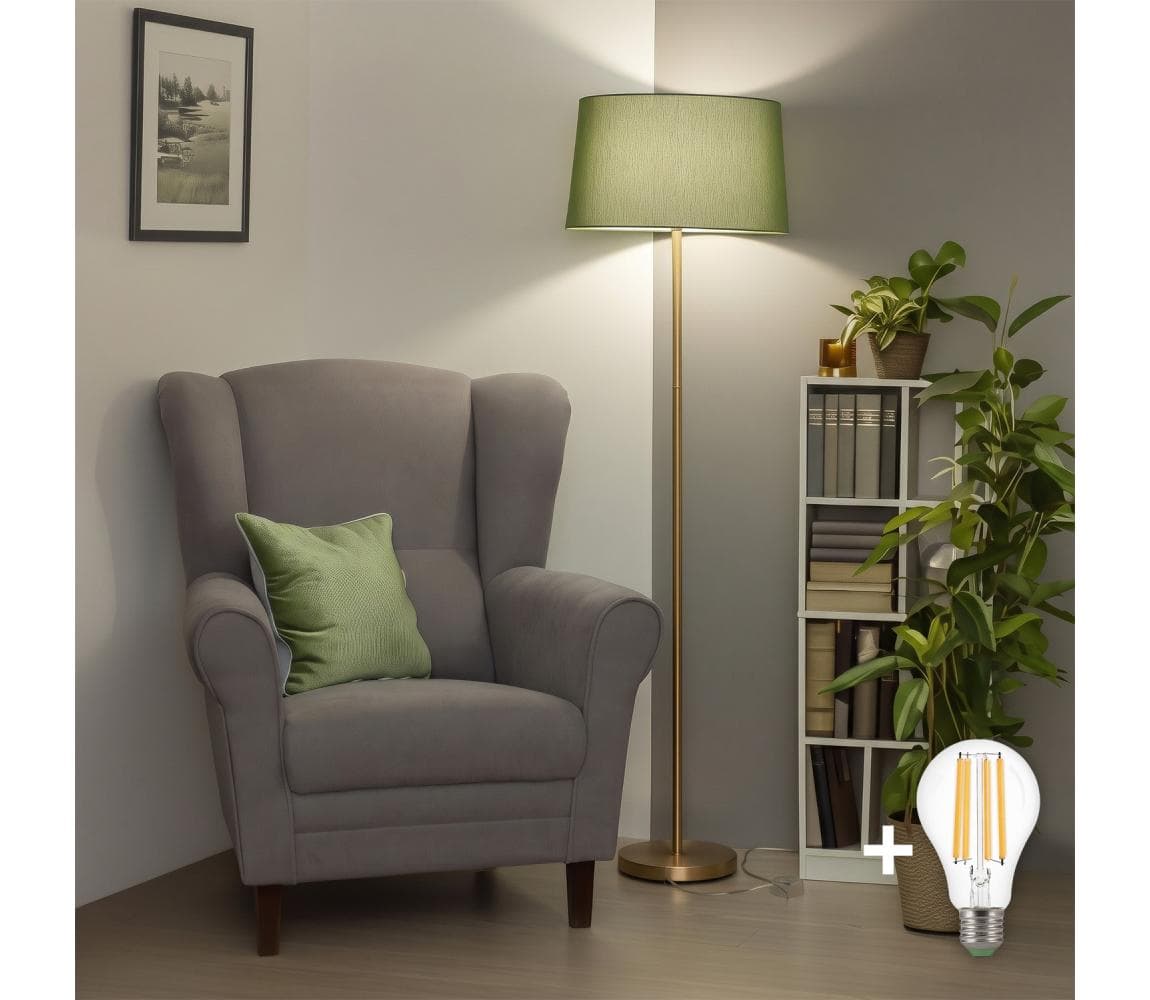 Brilagi - LED stojacia lampa CERIA 1xE27/20W/230V, priemer 45 cm, zelená/zlatá SA2189+EG781045