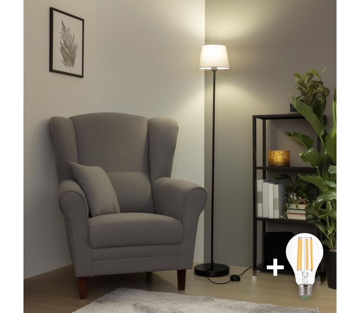 Brilagi - LED stojacia lampa CERIA 1xE27/40W/230V pr. 20,5 cm sivá/čierna SA2187+EG781031