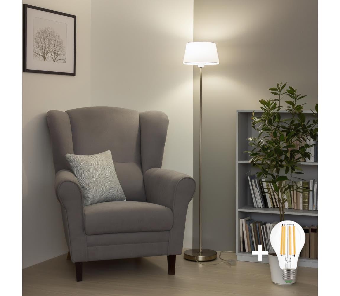Brilagi - LED stojacia lampa CERIA 1xE27/40W/230V pr. 25 cm biela/matný chróm EG300183+EG781032