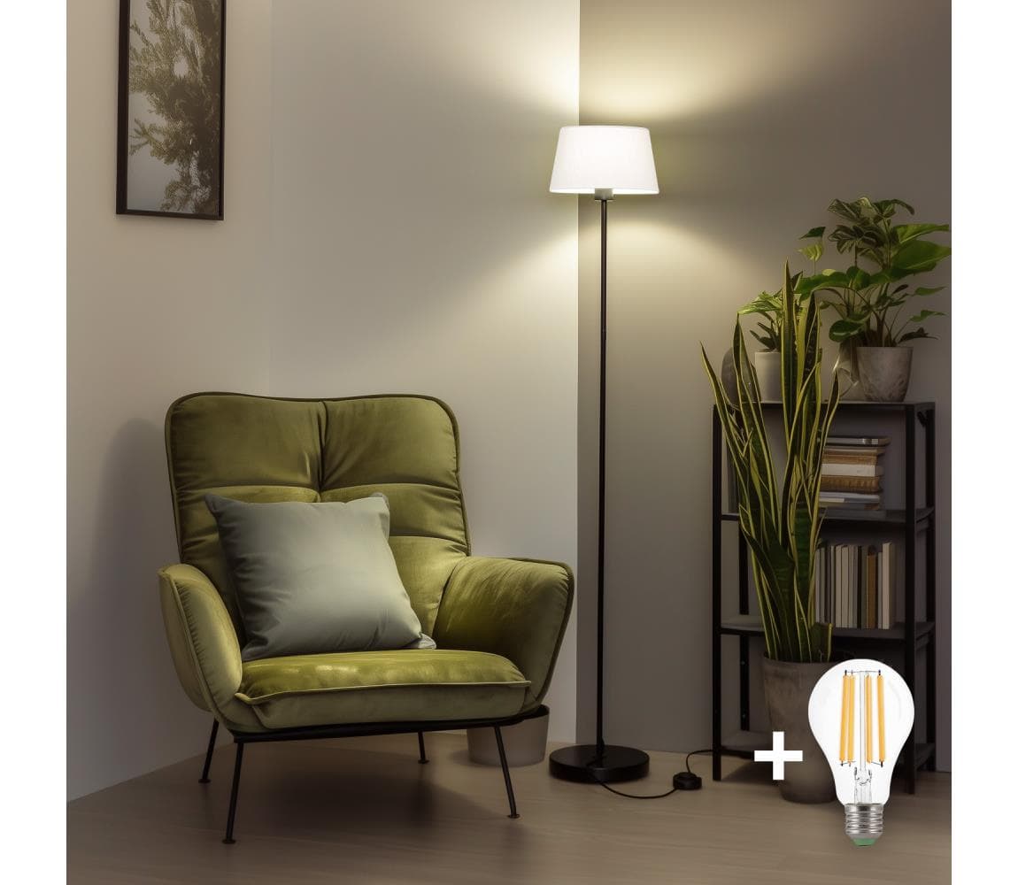 Brilagi - LED stojacia lampa CERIA 1xE27/40W/230V pr. 30 cm biela/čierna SA2187+EG781035