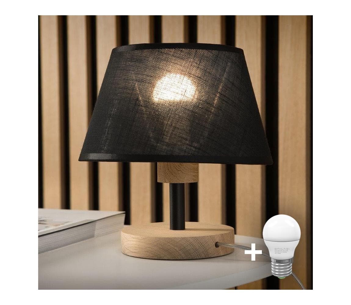 Brilagi - LED Stolná lampa ANTHONY 1xE14/40W/230V dub/čierna 8590828610915
