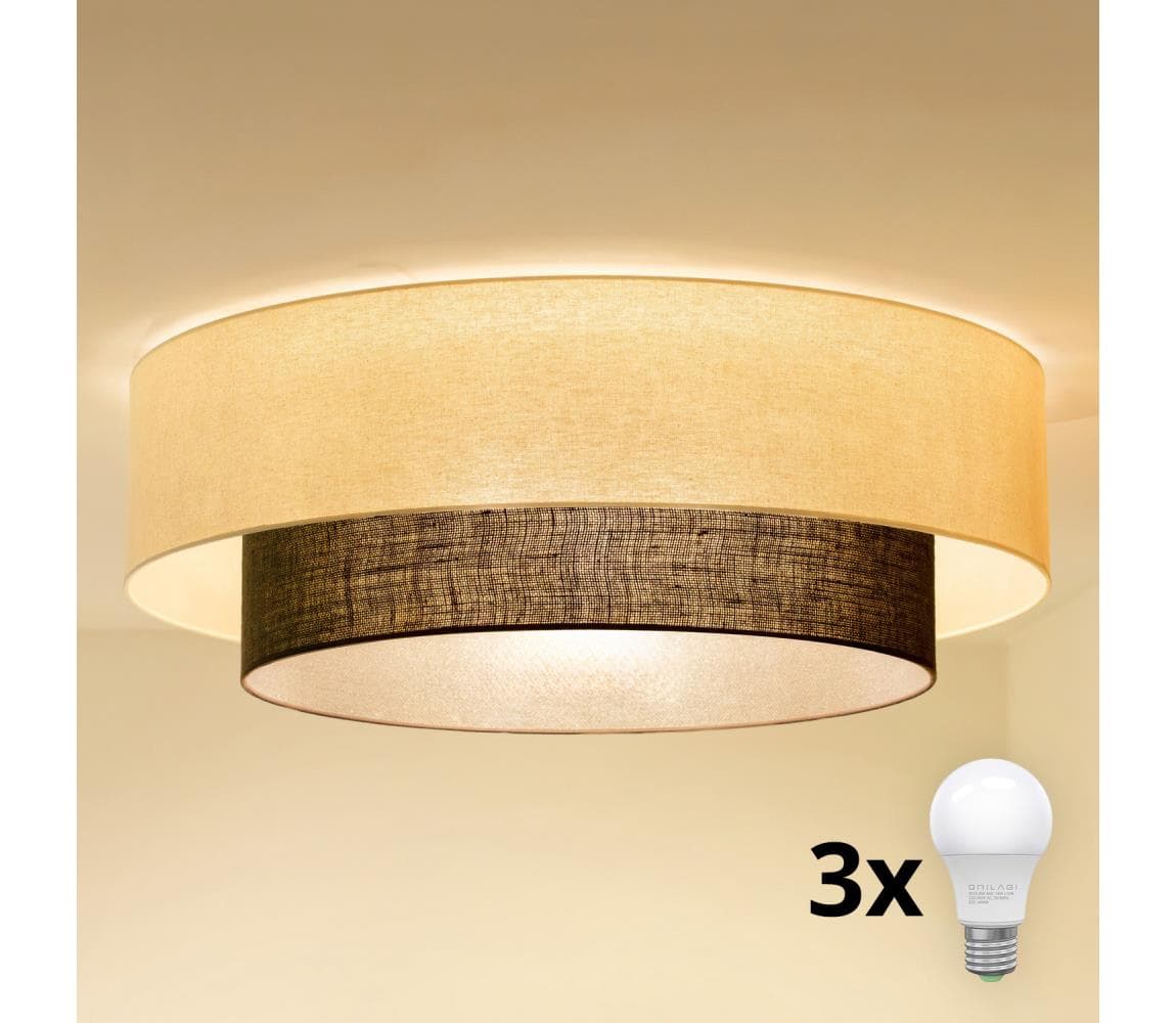 Brilagi - LED Stropné svietidlo BOHO STYLE 3xE27/15W/230V pr. 80 cm krémová/hnedá 8590828028031