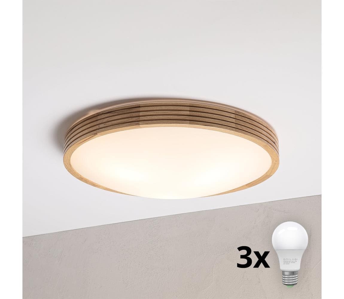Brilagi - LED stropné svietidlo CARVALHO MODERN SLIM 3xE27/60W/230V, priemer 47,5 cm, dub 8590828039426