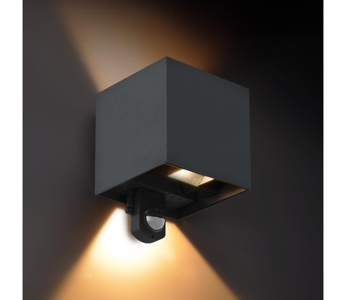 Brilagi - LED vonkajšie nástenné svietidlo s čidlom CUBE LED/6W/230V antracit WO-HR60432S-LED-OEM-ANT