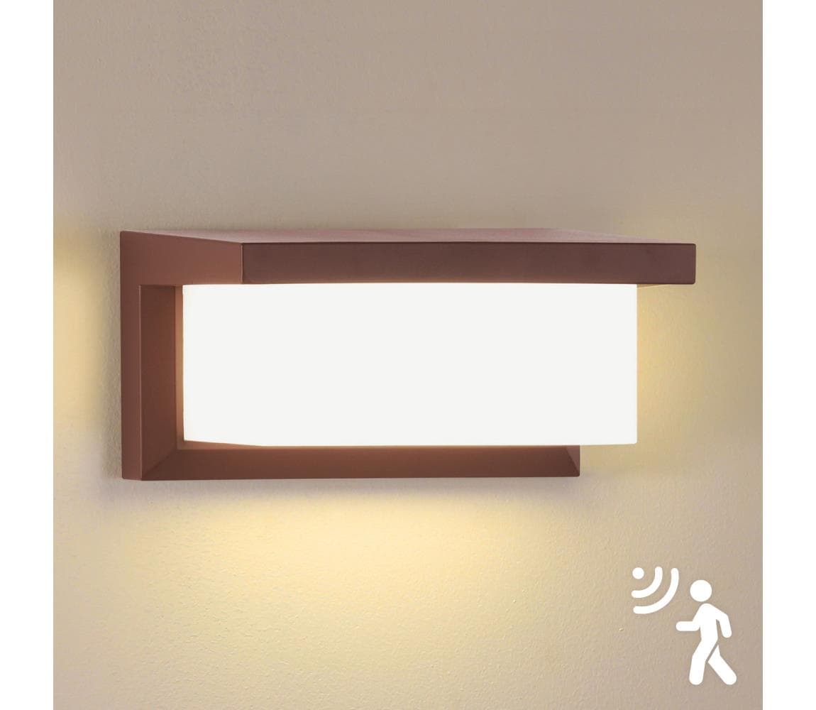 Brilagi - LED vonkajšie nástenné svietidlo so senzorom BRICKY LED/12W/230V hnedé IP54 BRI547