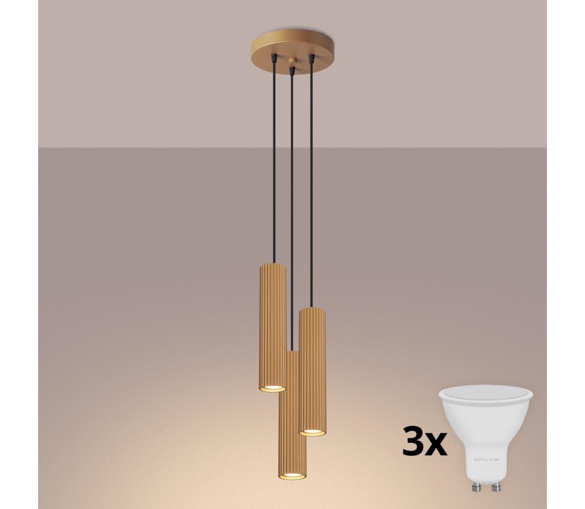 Brilagi - LED závesný luster na lanku CRESTO 3xGU10/10W/230V zlatý BR.1557