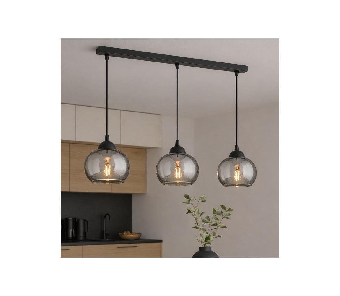 Brilagi - Luster na lankách DIOR 3xE27/60W/230V čierna/dymová sivá 59-004B