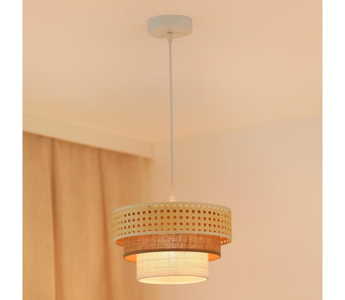 Brilagi - Luster na lanku CEDAR LUNETA 1xE27/15W/230V pr. 25 ratan/hnedá/krémová 607957