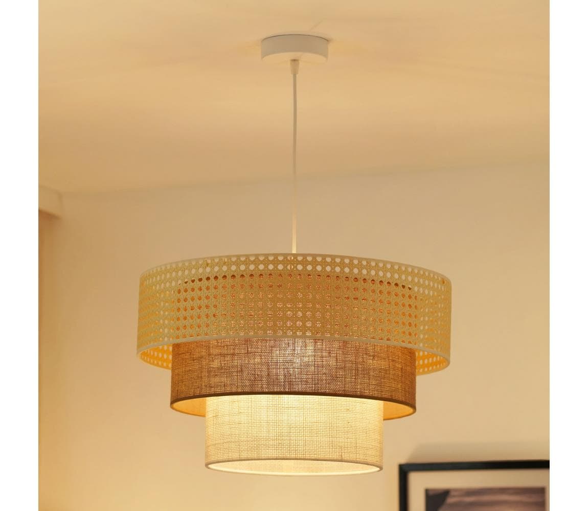 Brilagi - Luster na lanku CEDAR LUNETA 1xE27/15W/230V pr. 45 ratan/hnedá/krémová 607902
