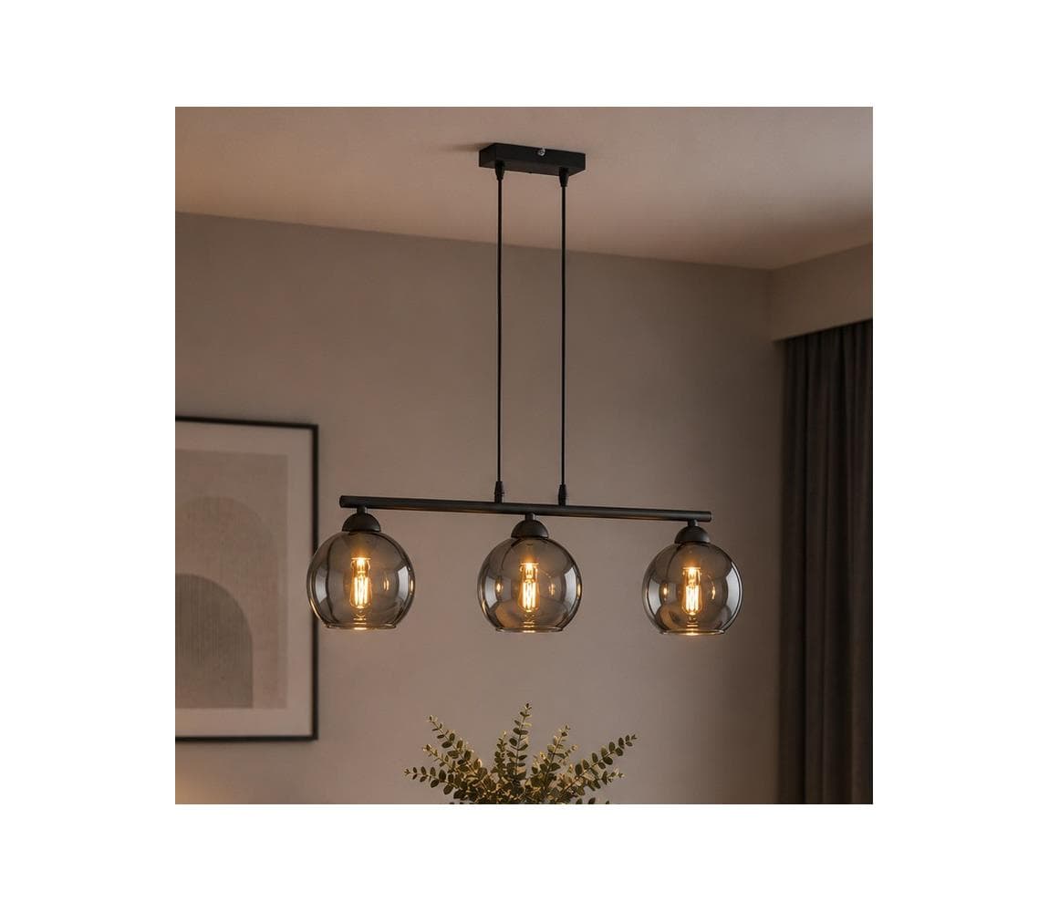Brilagi - Luster na lanku DIOR 3xE27/60W/230V čierna/dymová šedá 59-008B