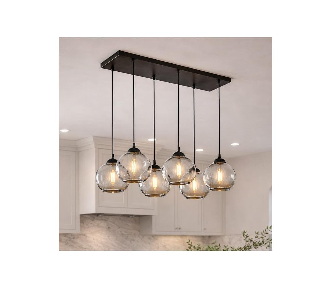 Brilagi - Luster na lanku DIOR 6xE27/60W/230V čierna/dymová sivá 59-028B