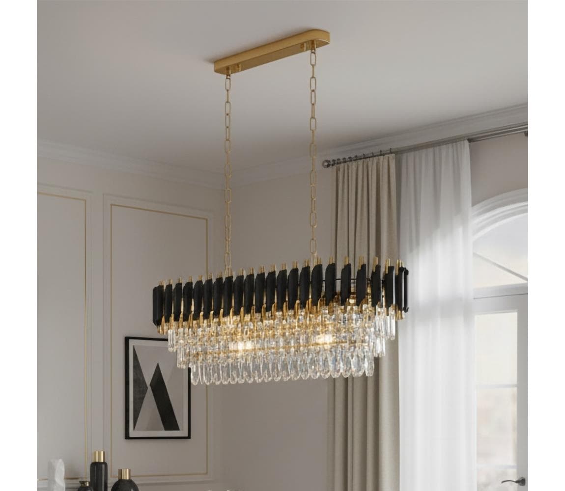 Brilagi - Luster na reťazi ECLIPSE 10xE14/10W/230V 78x28 cm čierna/zlatá BG72446