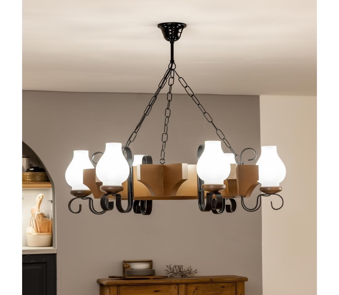 Brilagi - Luster na reťazi QUEEN 6xE14/40W/230V buk/orech EX-01015