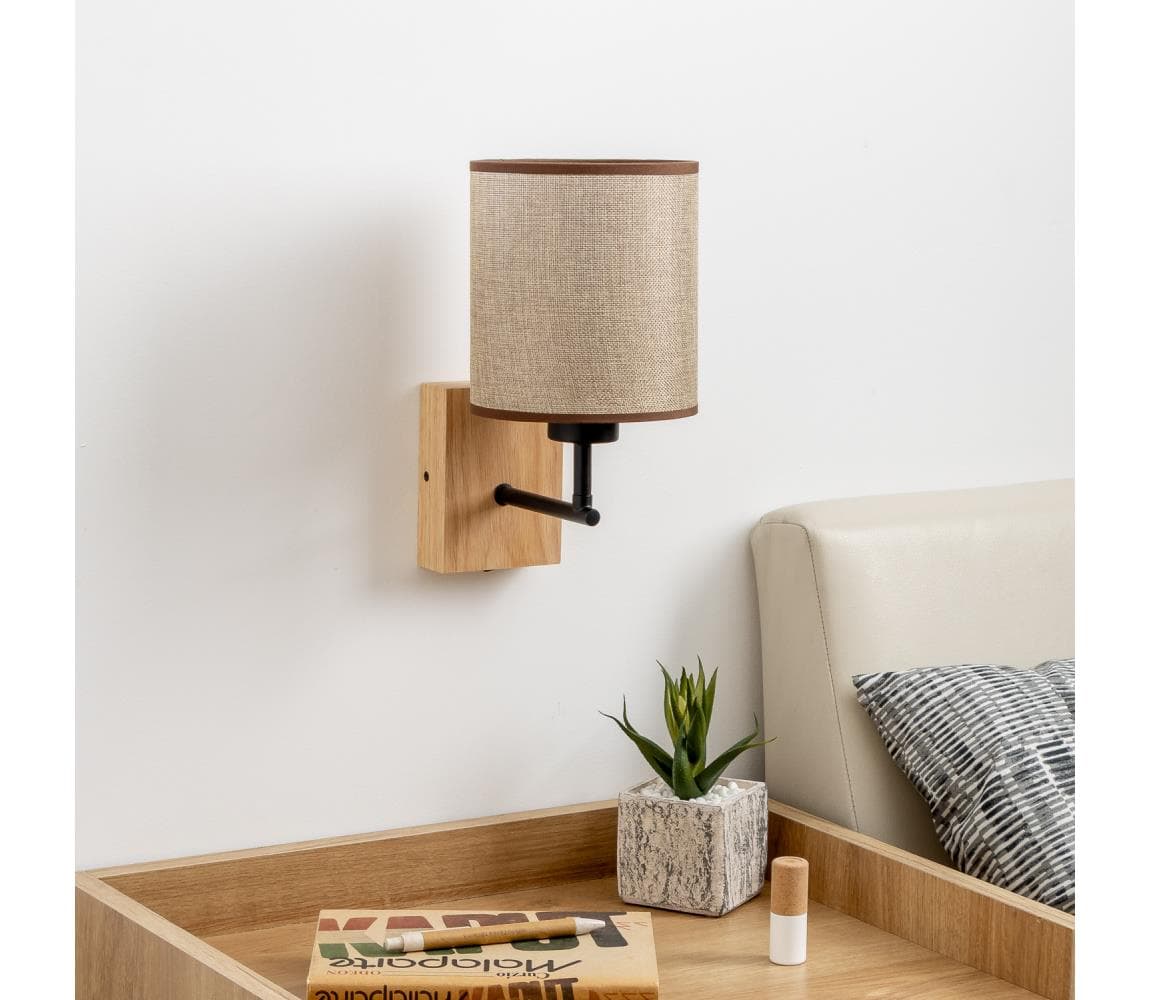 Brilagi - Nástenná lampa NUBILA WOOD 1xE27/25W/230V dub/hnedá BG1561+BG1583