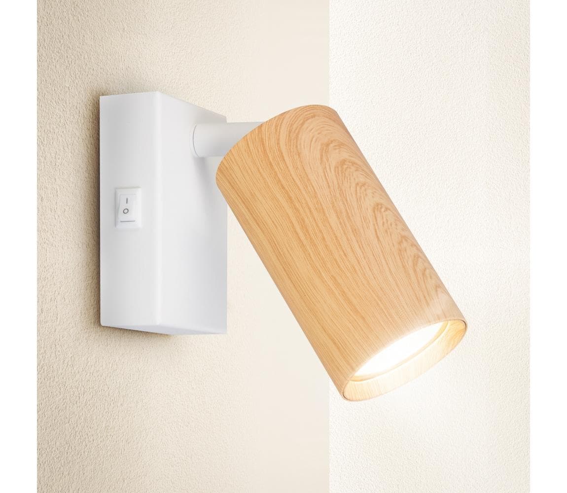 Brilagi - Nástenné bodové svietidlo SELE 1xGU10/30W/230V biela/dekor dubu WO-Z0-B-OEM