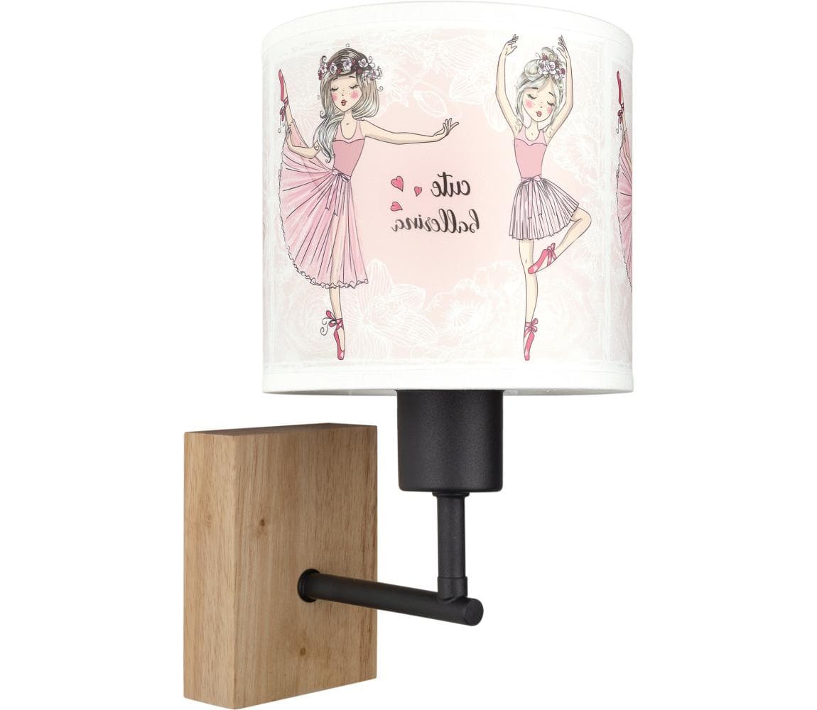 Brilagi - Nástenné svietidlo BOBO WOOD 1xE27/25W/230V dub/čierna/biela/ružová/balerínky BG1561+BG5591
