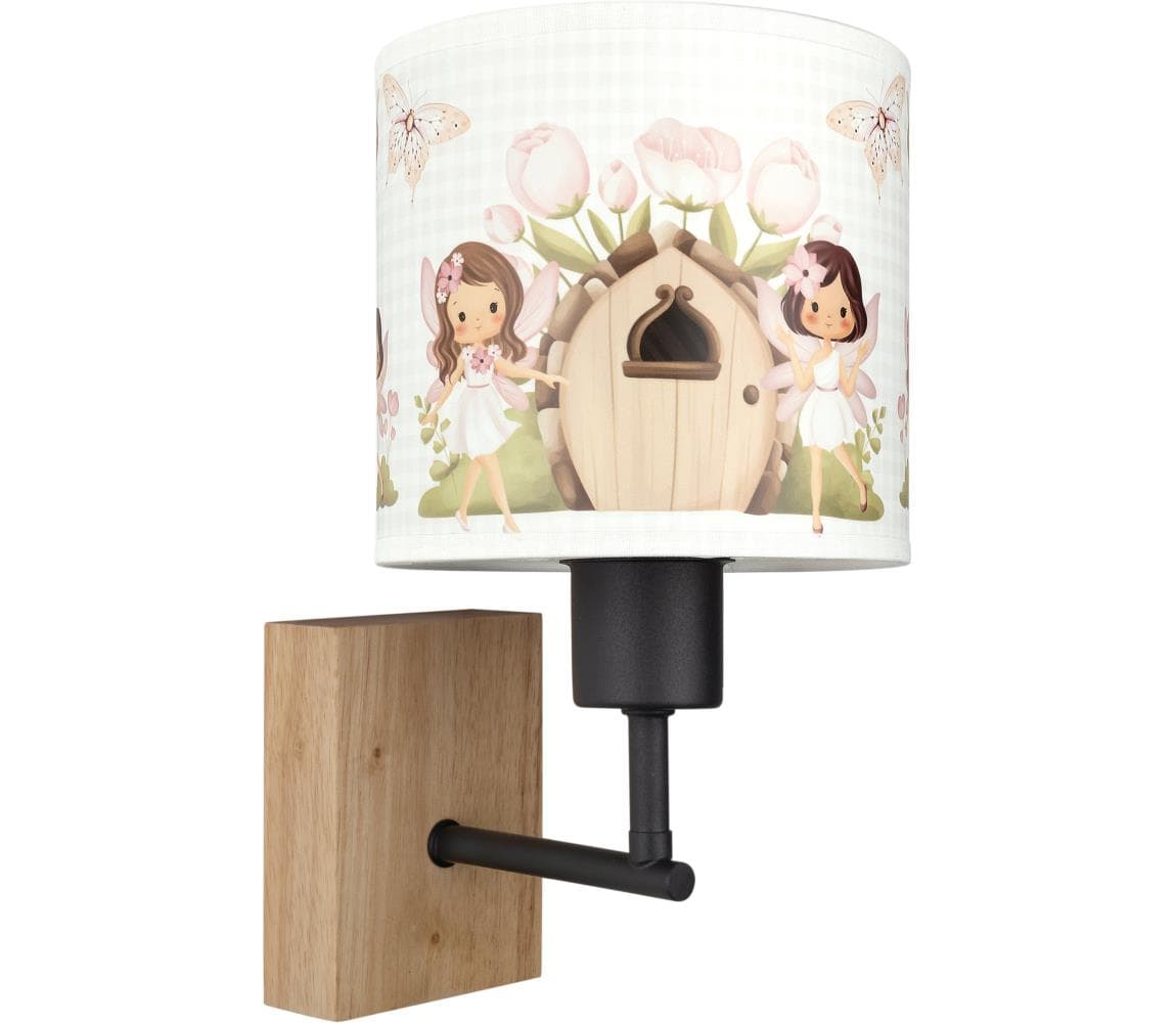 Brilagi - Nástenné svietidlo BOBO WOOD 1xE27/25W/230V dub/čierna/biela/ružová/víly BG1561+BG5586