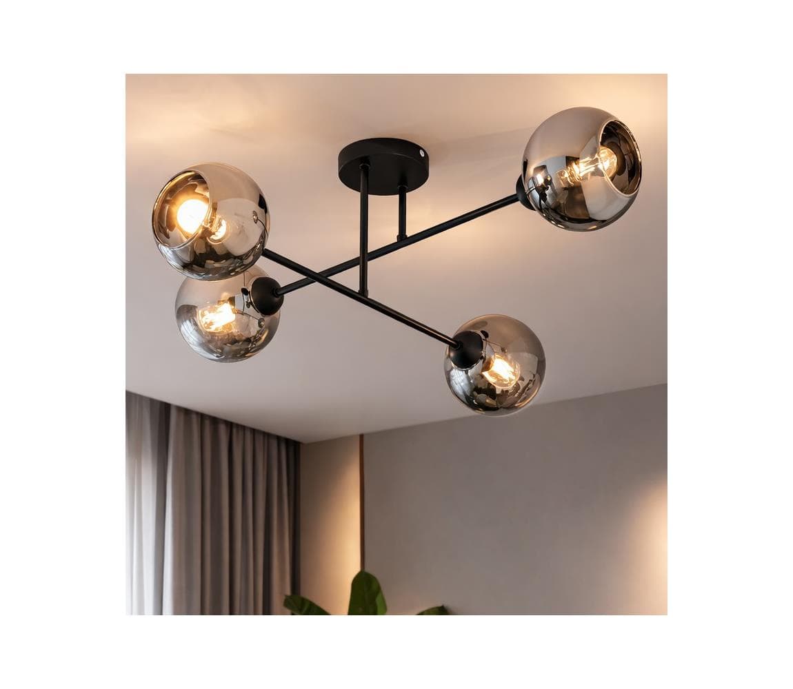 Brilagi - Prisadený luster DIOR 4xE27/60W/230V čierna/dymová sivá 59-016B