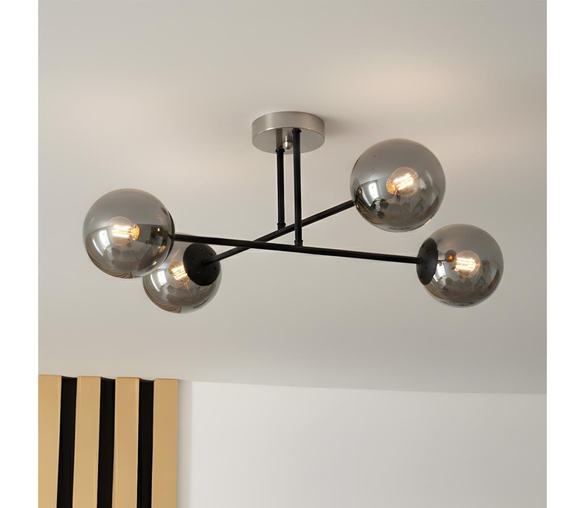 Brilagi - Prisadený luster MALIVA 4xE14/15W/230V matný chróm/dymová LM-4.220/SATYNA/NIKIEL
