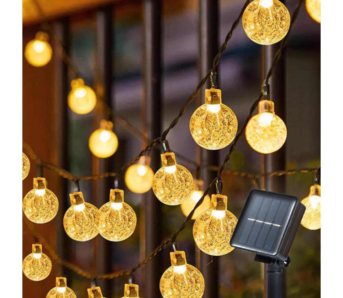 Brilagi- solárny dekoratívny LED reťazec BUBBLE 200xLED/8 režimov 20m IP65 teplá biela BRI042