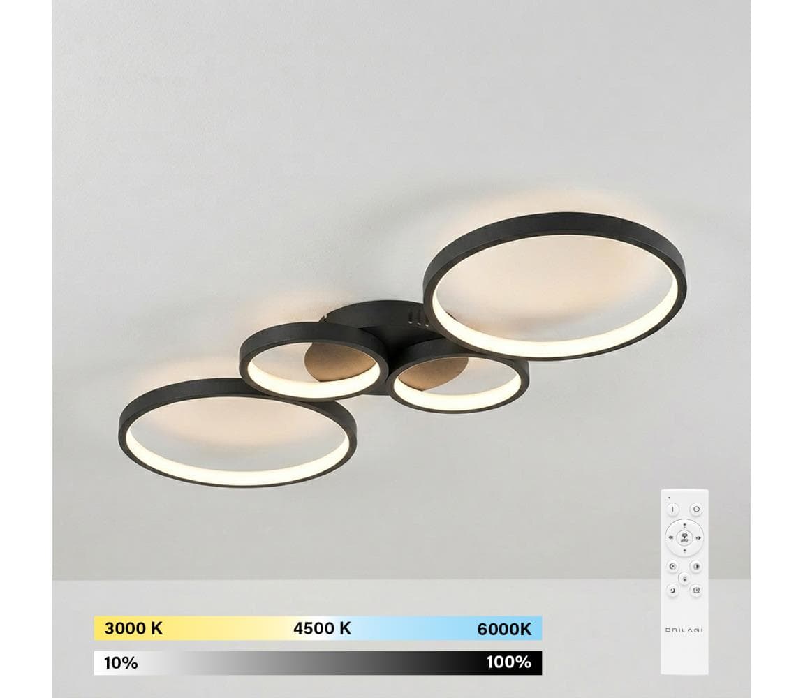 Brilagi - Stmievané LED stropné svietidlo RINGO LED/34W/230V čierne + diaľkový ovládač BR25115