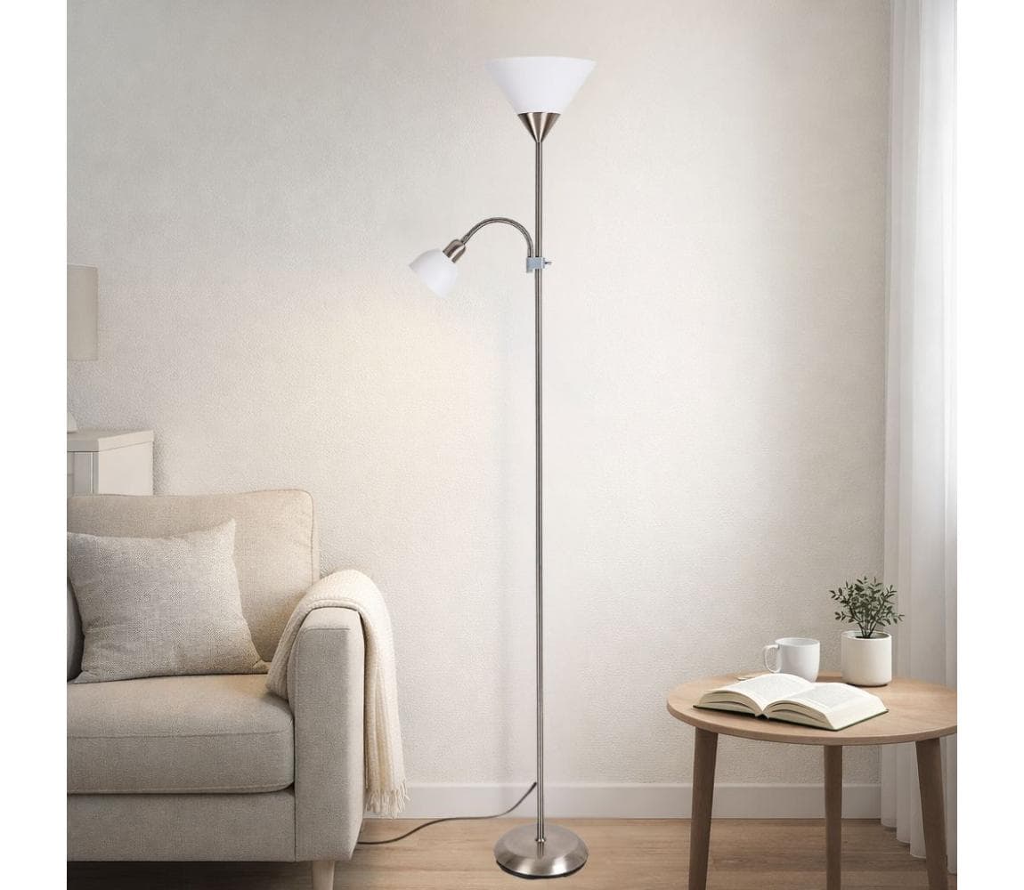 Brilagi - Stojacia lampa ARIANA 1xE27/100W/230V + 1xE14/25W matný chróm 63052